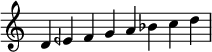 \relative c' { \time 8/4 \omit Staff.TimeSignature d4 eeh fga bes cd \bar "|" }