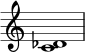 \relative c' { \omit Staff.TimeSignature <c des></a>1 }