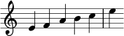 { \override Score.TimeSignature #'stencil = ##f \relative c' { \time 5/4 efabc | e } }
