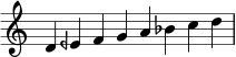 \relative c' { \time 8/4 \omit Staff.TimeSignature d4 eeh fga bes cd \bar "|" }