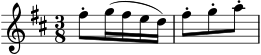 X:4 K:D M:3/8 L:1/4 .f/(g//f//e//d//)| .f/.g/.a/ |