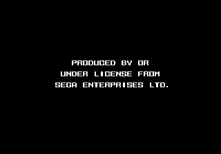 ภาพหน้าจอแสดงข้อความ "ผลิตโดยหรือได้รับอนุญาตจาก Sega Enterprises Ltd."