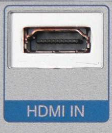 ขั้วต่อ HDMI ชนิด A บนอุปกรณ์ที่มีคำว่า HDMI IN อยู่ด้านล่าง