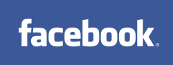 โลโก้ประกอบด้วยข้อความ "facebook®" สีขาว บนพื้นหลังสีน้ำเงิน