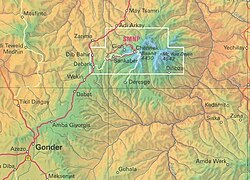 ที่ตั้งเทือกเขา Simien และ Gondar