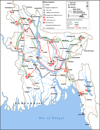 แผนที่ทางทหารของปากีสถานตะวันออกจากช่วงปลายทศวรรษ 1960