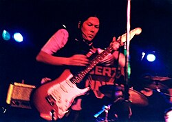 คิม ดีล แสดงคอนเสิร์ตกับวง The Amps ที่เมืองเดย์ตัน รัฐโอไฮโอ ในปี 1995
