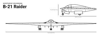 ภาพด้านหน้าและด้านข้างของเครื่องบินทิ้งระเบิด B-21 Raider