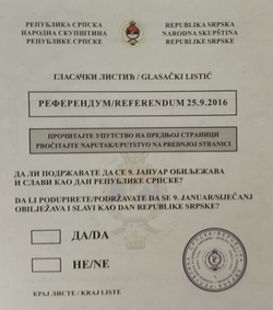 การลงประชามติวันชาติ Republika Srpska ประจำปี 2016