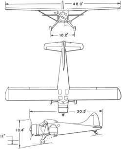 ภาพวาดเส้นสามมิติของเครื่องบิน de Havilland Canada L-20A Beaver