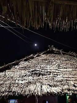 การมุงหลังคาด้วยใบมะกุติ