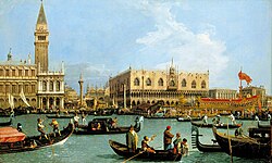 Canaletto, The Bacino di San Marco ในวันเสด็จขึ้นสู่สวรรค์ ประมาณ ค. ค.ศ. 1733–1734