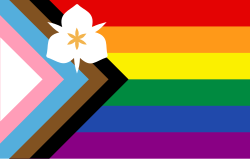 ธงแห่งความเป็นส่วนหนึ่ง (Sego Belonging Flag) ซึ่งมีต้นแบบมาจากธงแห่งความภาคภูมิใจ (Progress Pride Flag)