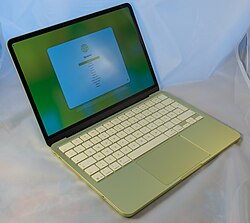 MacBook Neo in the Citrus color