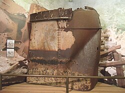 A piece of USS Arizona's superstructure which was salvaged and which is on display at the Arizona State Capitol Museum.