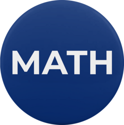 ปุ่มสีฟ้าที่มีตัวอักษรพิมพ์ใหญ่ว่า "MATH"
