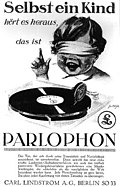 โฆษณา "Parlophon" จากปี 1927 ในกรุงเบอร์ลิน