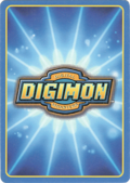 ภาพด้านหลังการ์ดของเกมการ์ดสะสม Digimon จากปี 1999 ซึ่งเป็นหนึ่งในหลายเวอร์ชันของเกมการ์ดสะสมนี้