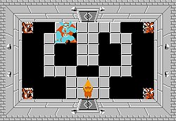 ภาพหน้าจอจากวิดีโอเกม The Legend of Zelda ที่แสดง Ganon และ Link
