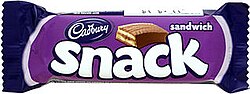 Candy bar in purple-and-black wrapper