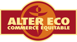 โลโก้บริษัท Alter Eco: "Alter Eco, ภาษาฝรั่งเศส: การค้าที่เป็นธรรม"