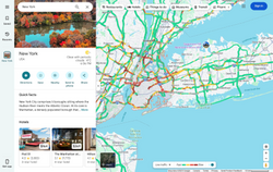 ภาพหน้าจอ Google Maps ที่เปิดใช้งานตัวเลือกข้อมูลการจราจรแล้ว